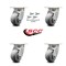 Service Caster 4 Inch Kingpinless Thermoplastic Rubber Wheel Swivel Caster Set with Swivel Lock SCC-KP30S420-TPRRD-BSL-4 - alternate 5